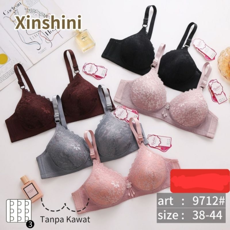 BH BRA IMPORT renda TANPA KAWAT KAIT 3 CUP B NO 38-44 ADEM MELAR PAKAI BUSA MELAR ELASTIS HALUS LEMB