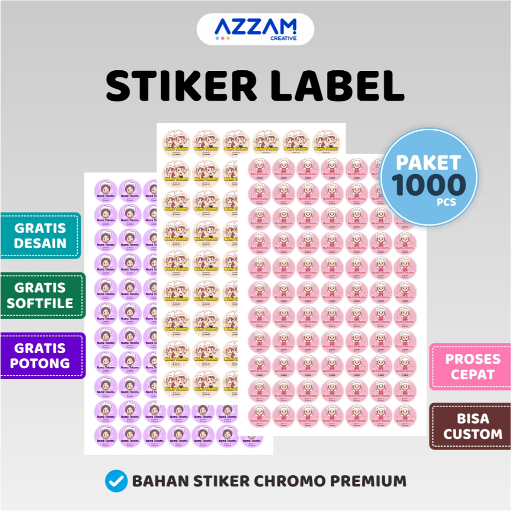 

[ PAKET 1000 PCS ] STIKER / STICKER / STIKER LABEL / STICKER LABEL / LABEL / STIKER CUSTOM / STICKER CUSTOM / STIKER LABEL MAKANAN