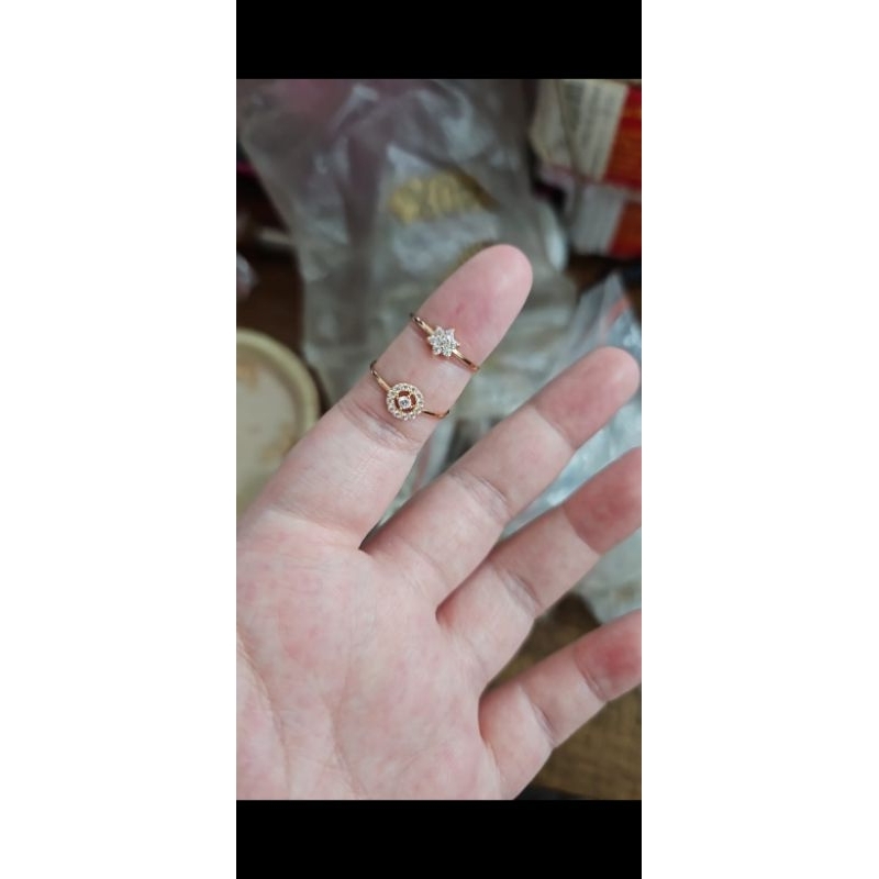 Cincin star bintang solitaire mata satu putih emas asli 375 gold ring 16 12