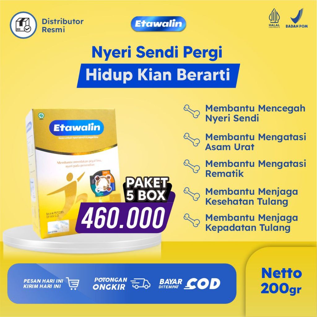 

Etawalin Susu Etawa Herbal Membantu Meredakan Pegal Linu Nyeri Pada Persendian 5 Box