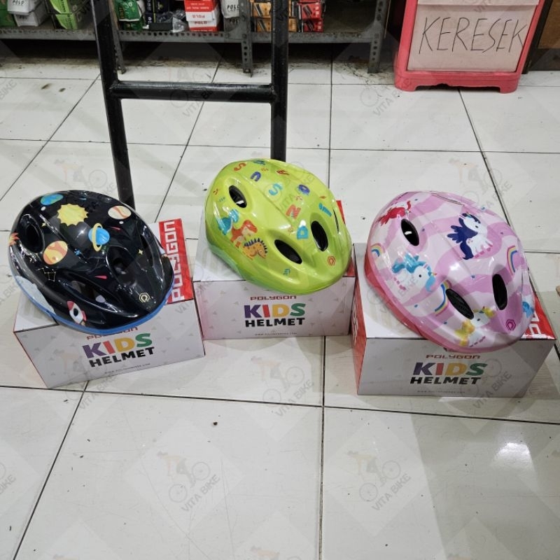 HELMET KIDS / HELM SEPEDA ANAK MERK POLYGON MOTIF BARU dan ORIGINAL SKATE BOARD, SEPATU RODA
