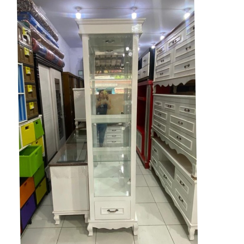 Lemari Pajangan Kaca / Buffet Pajangan Minimalis / Pajangan Kaca 1Pintu / Kabinet Kaca / Lemari Kaca