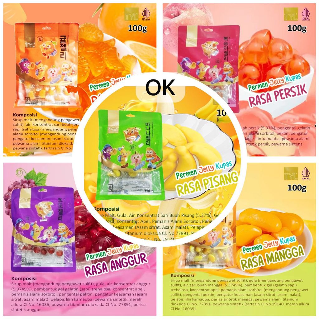 

OK9214 Permen Gummy TYL / Snack TYL Permen Lunak Enak / Makanan Ringan Permen Import