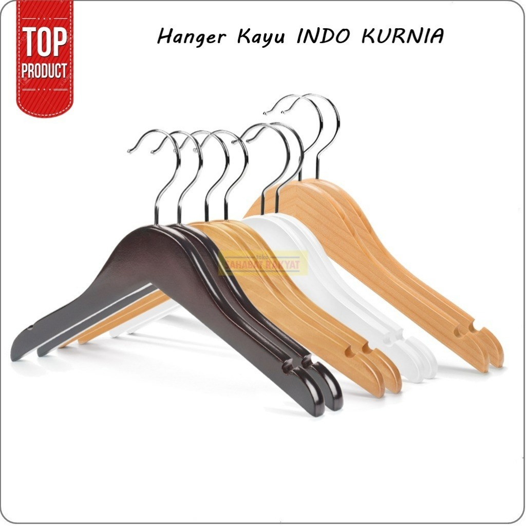 Hanger Baju Gantungan Baju Kayu Dewasa Polos Indokurnia