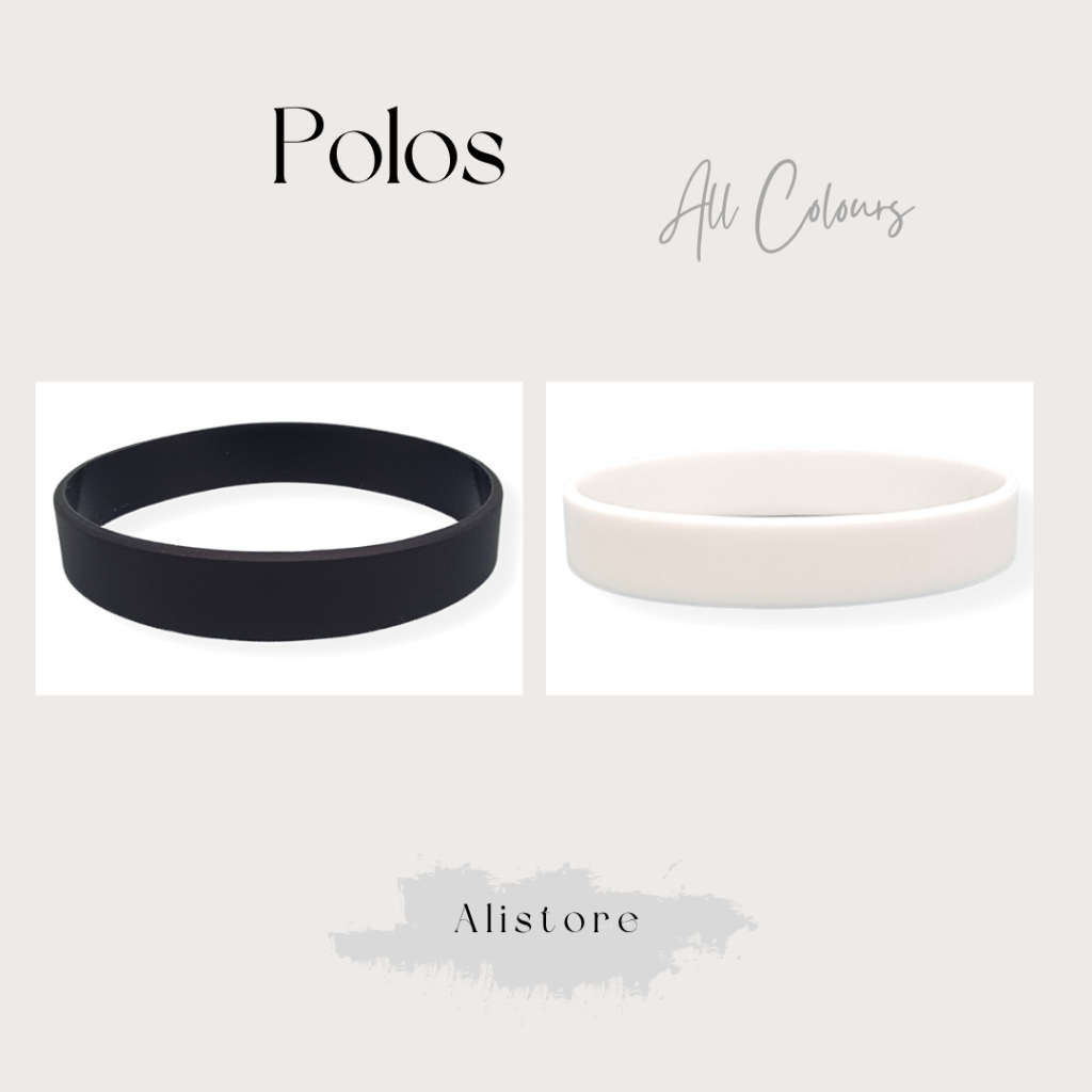 Gelang Karet Pria Wanita Hitam Putih Polos Bracelet Rubber Kasual Sport