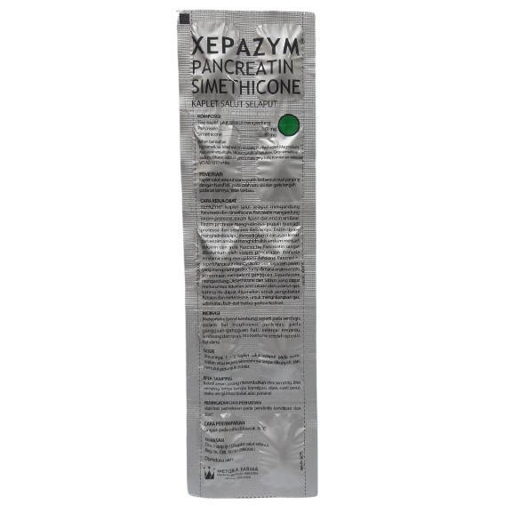 XEPAZYM PANCREATIN SIMETHICONE 1 LEMBAR ISI 10 KAPLET SALUT SELAPUT