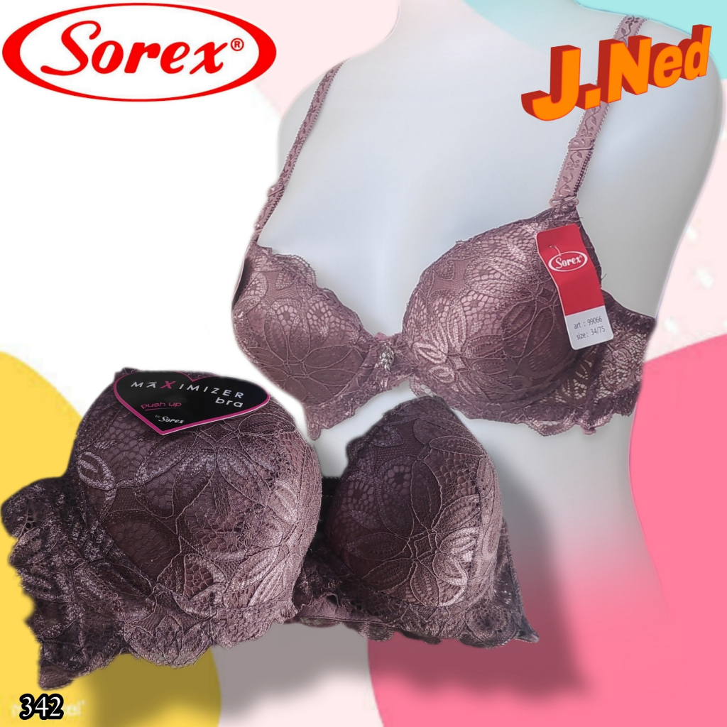 J342 Sorex Maximizer Bra Busa Tebal Ada Kawat Push Up, Bh Wanita Dua Pengait Cup A Size 32 34 36