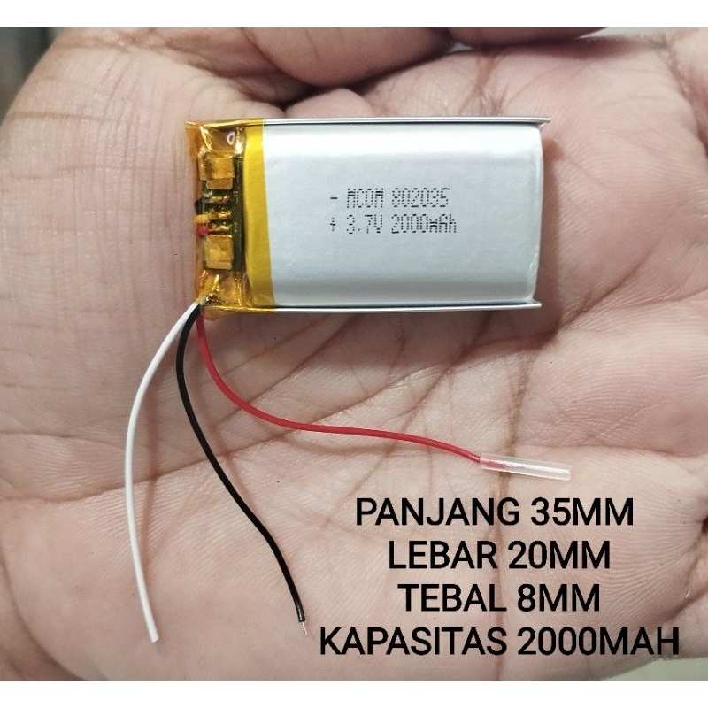 Baterai Universal Kabel 2 / Kabel 3 802035 P 35mm L 20mm T mm For Elektronik Remot control / Mainan 