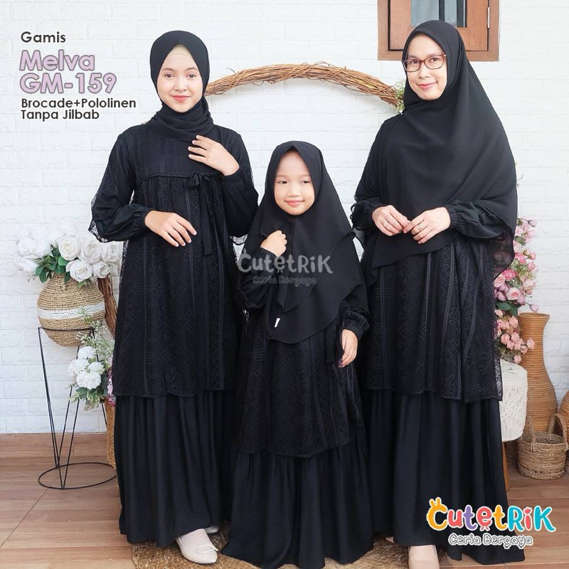 (1 tahun s.d Dewasa) GM 159 Baju Muslim Gamis Formal Pesta Lebaran Hitam Anak Remaja Dewasa Cutetrik