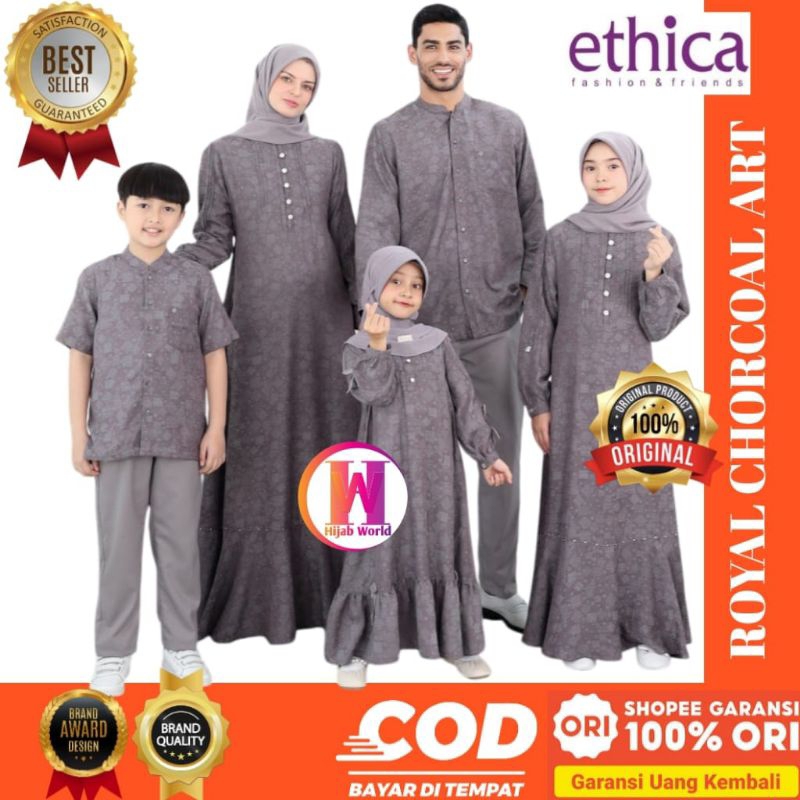 ETHICA Sarimbit Ethica Royal Chorcoal Art / Baju Couple Keluarga / Baju Muslim Couple Keluarga / Baj