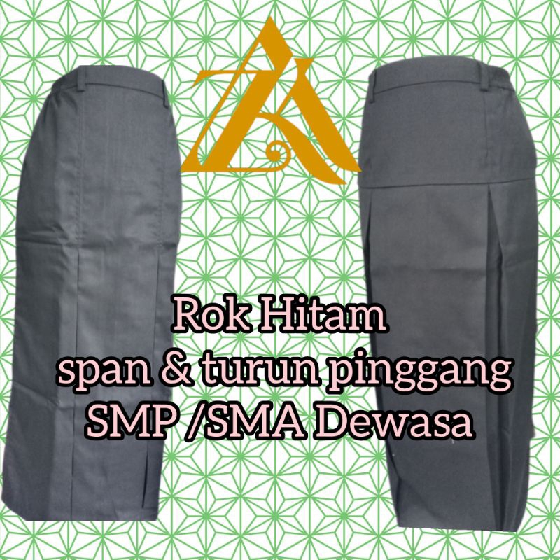 ROK HITAM SPAN#ROK HITAM TURUN PINGGANG FLOI 4#ROK HITAM SMP/SMA DEWASA#KAIN AMERICAN DRILL GRADE A#