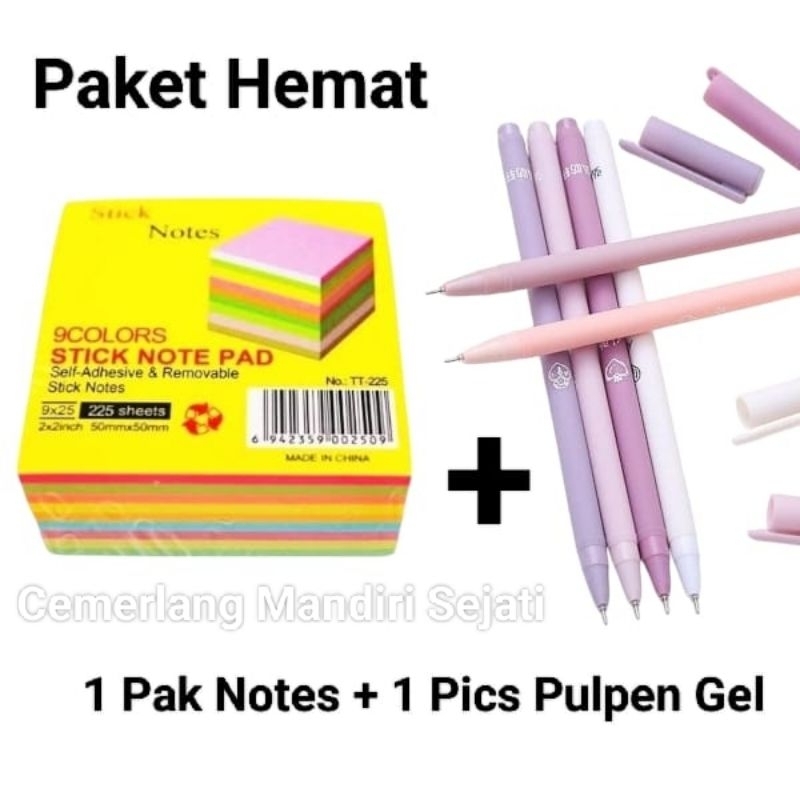 

Stik Note Pad 9 warna + Pulpen Gel Paket lengkap 2in1 (CMS)
