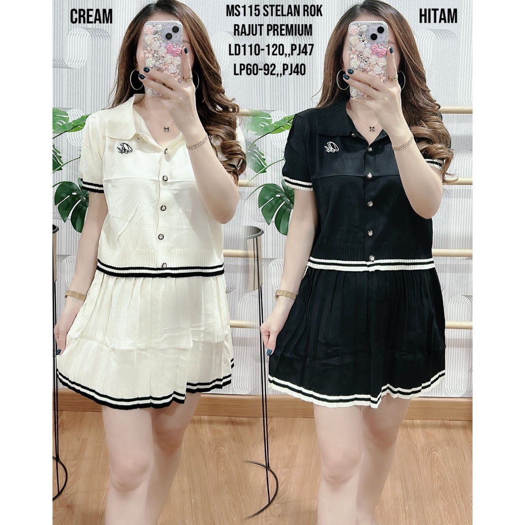 [BSIC] SETELAN ROK RAJUT WANITA IMPORT LENGAN PENDEK