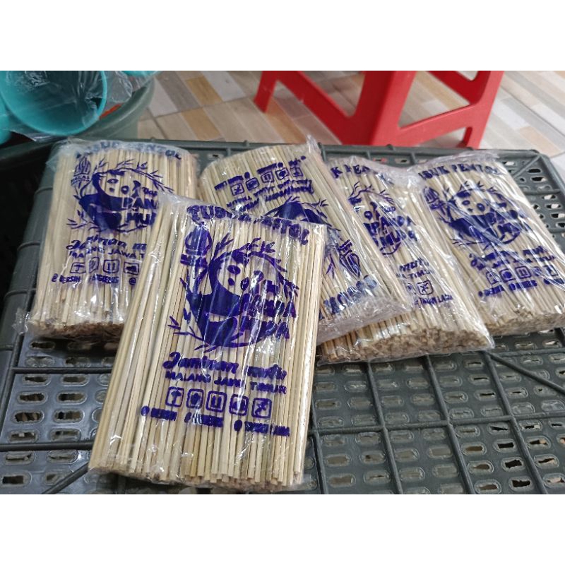 1 pack TUSUK PENTOL UK 15 CM TERMURAH CAP PANDA /TUSUK CILOK /TUSUK CILOR / tusuk sate pendek