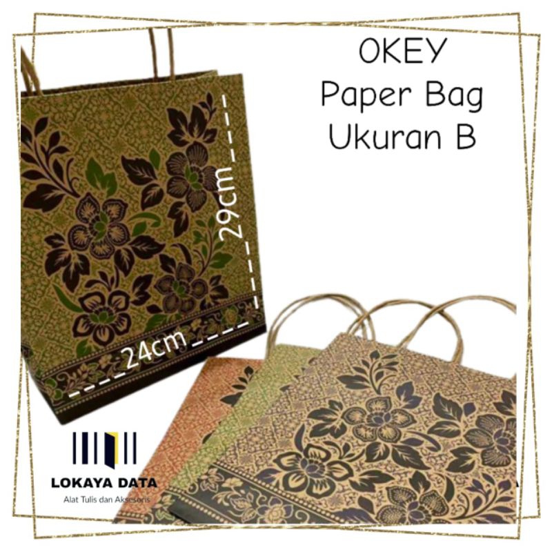 

OKEY PAPER BAG KRAFT BATIK (UKURAN B) 1PAK ISI 10