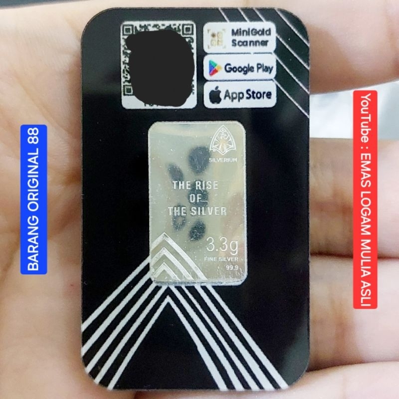 PERAK BATANGAN MURNI 3.3 GRAM ASLI ORIGINAL BARU TERMURAH FINE SILVER BAR 3. 3 LOGAM MULIA MURAH SIL