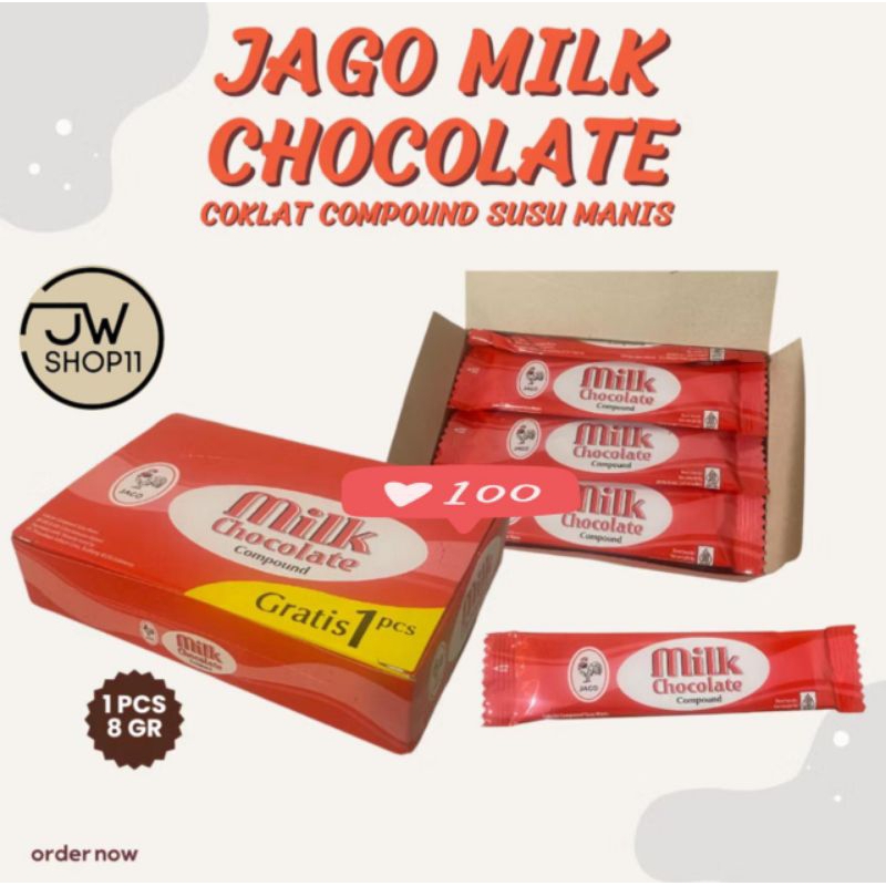 

[ HALAL ] COKELAT AYAM JAGO MILK CHOCOLATE COMPOUND BOX ISI 13 PCS