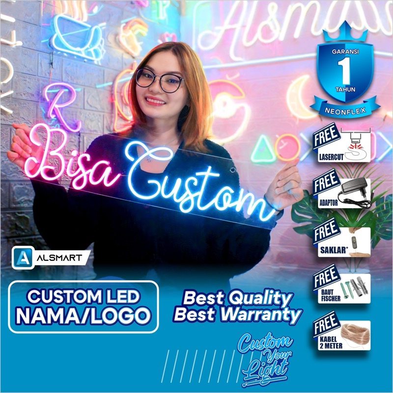 Neon flex custom Lampu custom Led custom Lampu hias Lampu cafe Neon sign custom Lampu nama Neon nama
