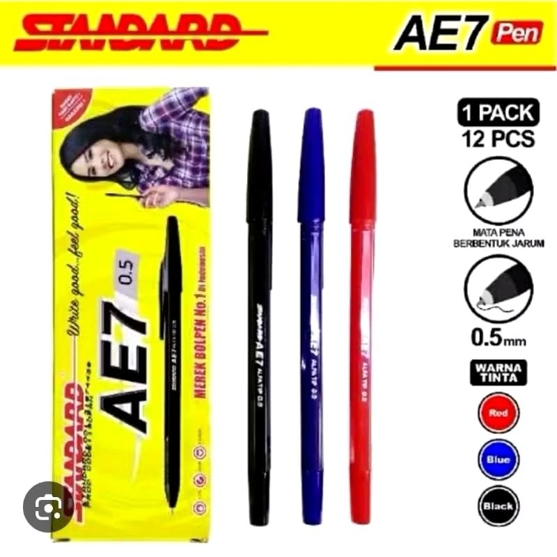 

Happy - Pulpen Pena Standar AE7 0,5 Warna Biru , Merah , Hitam Harga Perpcs