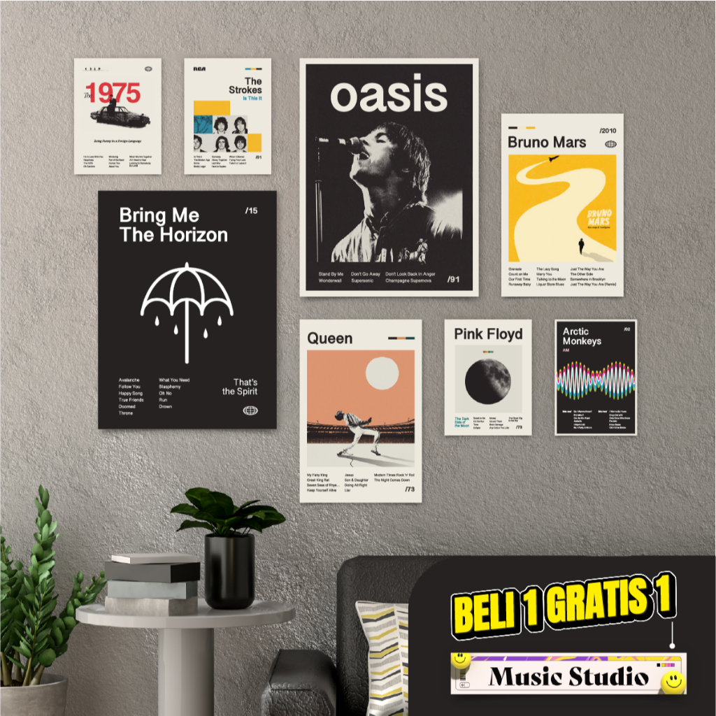 Hiasan dinding poster musik poster band minimalis walldecor pajangan dekorasi aesthetic