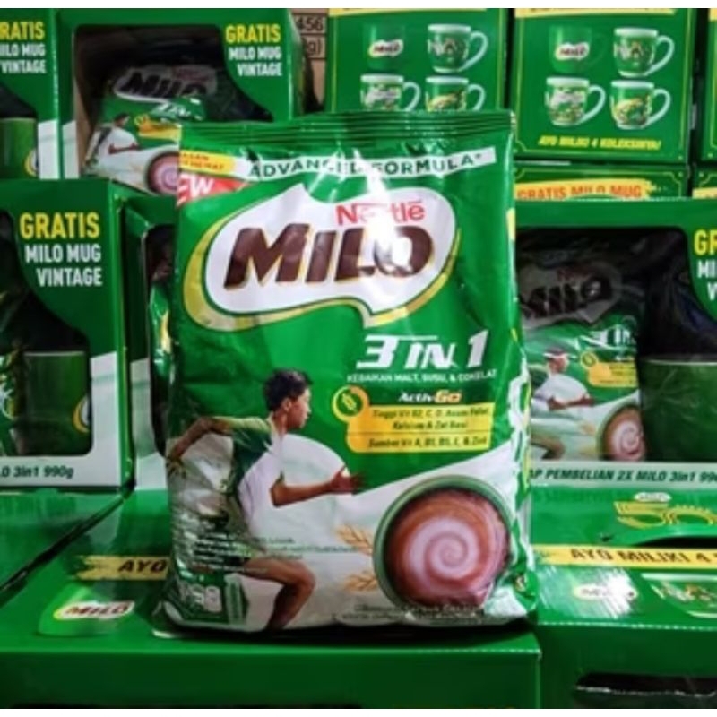 

Milo 3 in one Active GO ukuran 990ml murah.Beli 2pc free Mug cantik