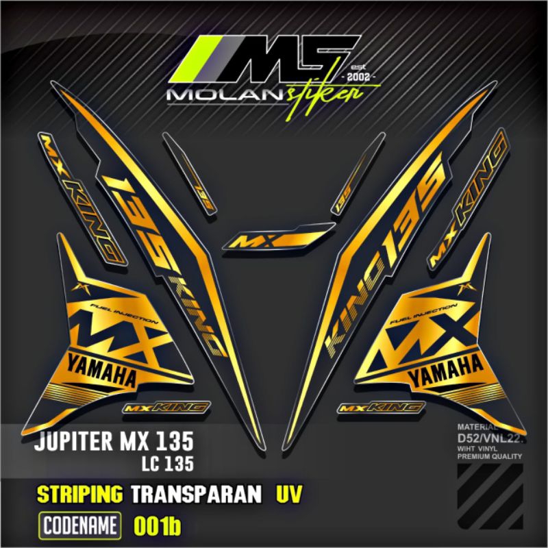 Decal Sticker Striping Variasi Transparan Uv Jupiter Mx 135 New 2011-2016 NJMX Yamaha Lc 135  Excite