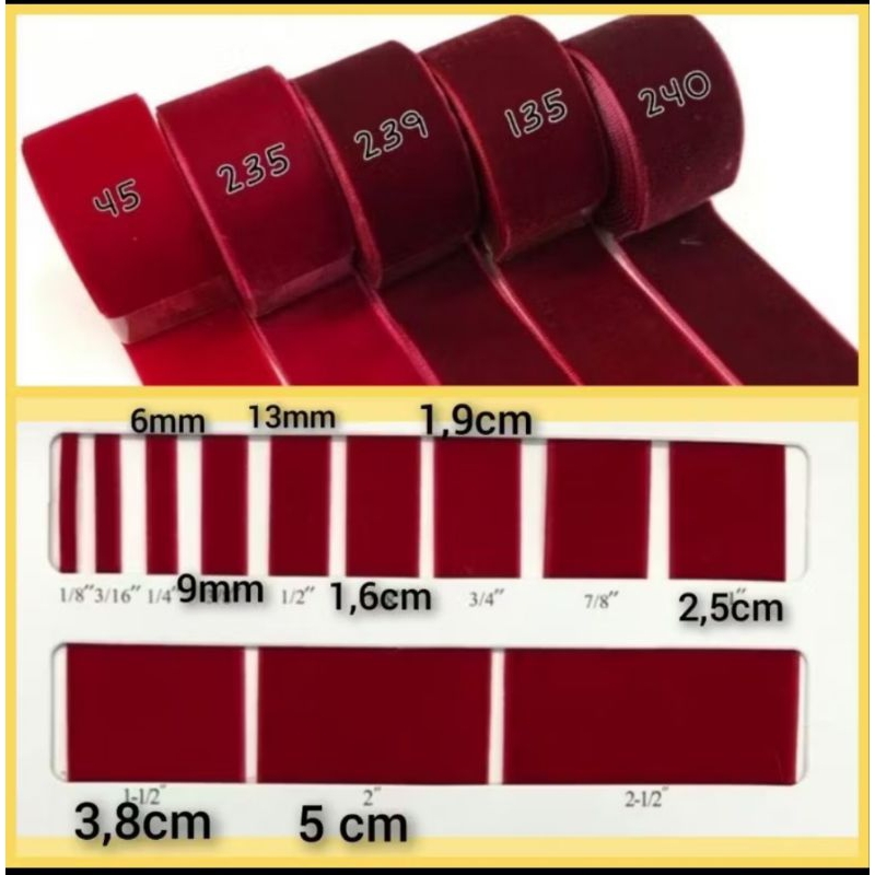 

1 Yard - 1 cm | Pita Velvet Beludru Premium 3/8