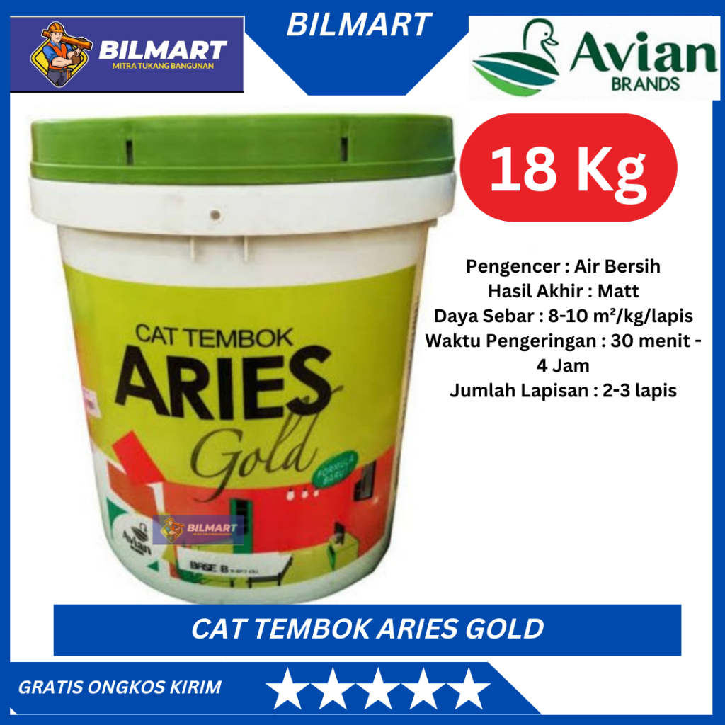 CAT TEMBOK ARIES GOLD 18 KG