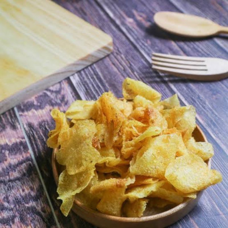 

keripik Kentang Bumbu Bawang Potato chips gurih tidak pedas halal tanpa pengawet lauk siap saji