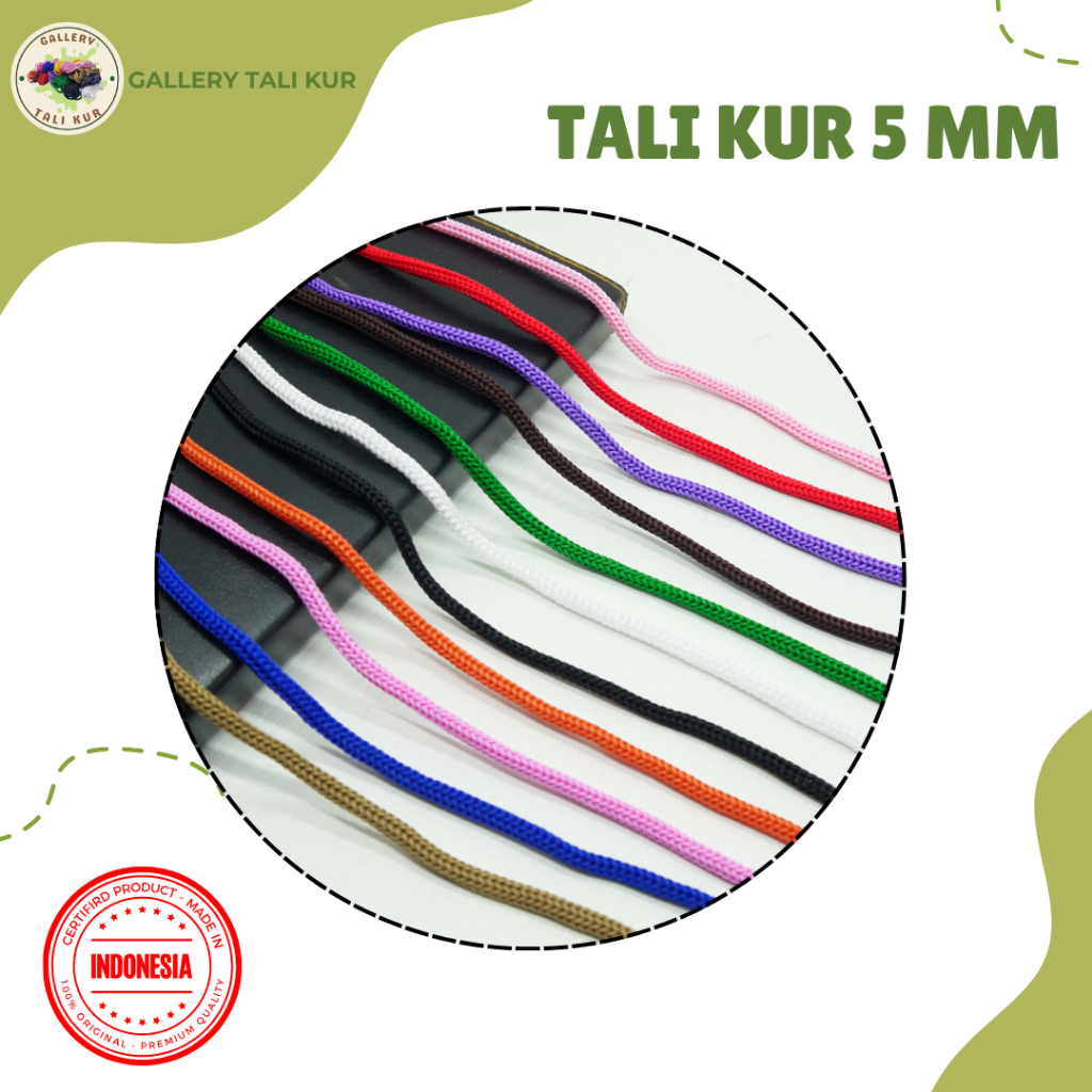 

Tali Kur PP 5 mm isi 900 gram/pack | Talikur Tali Koor Warna Warni