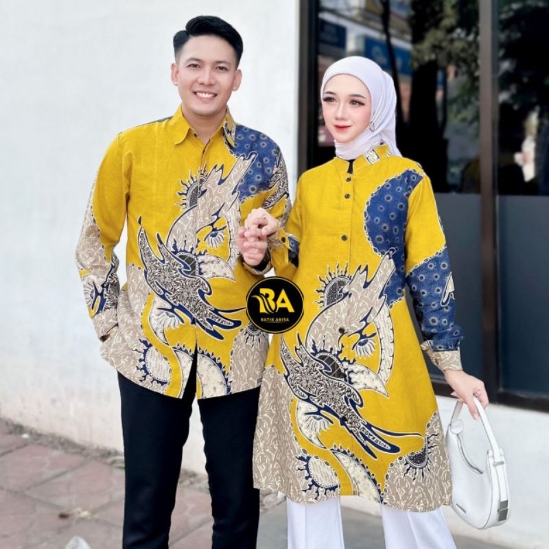 Batik Tunik Couple Modern Set Pakaian Couple Kemeja Batik Pria Premium Baju Batik Couple / Tunik Bus