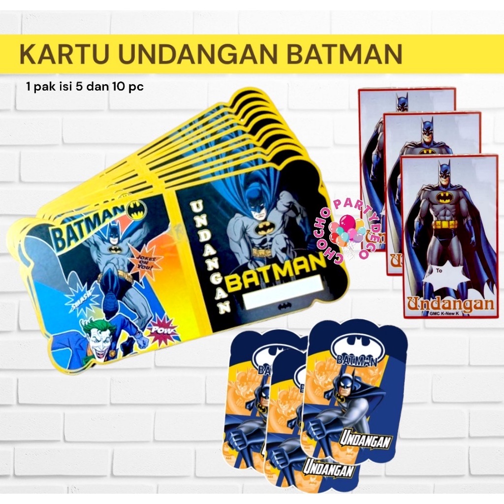 Kartu Undangan Ulang Tahun BATMAN Isi 10 / Kartu Undangan Ultah Anak Batman Begins