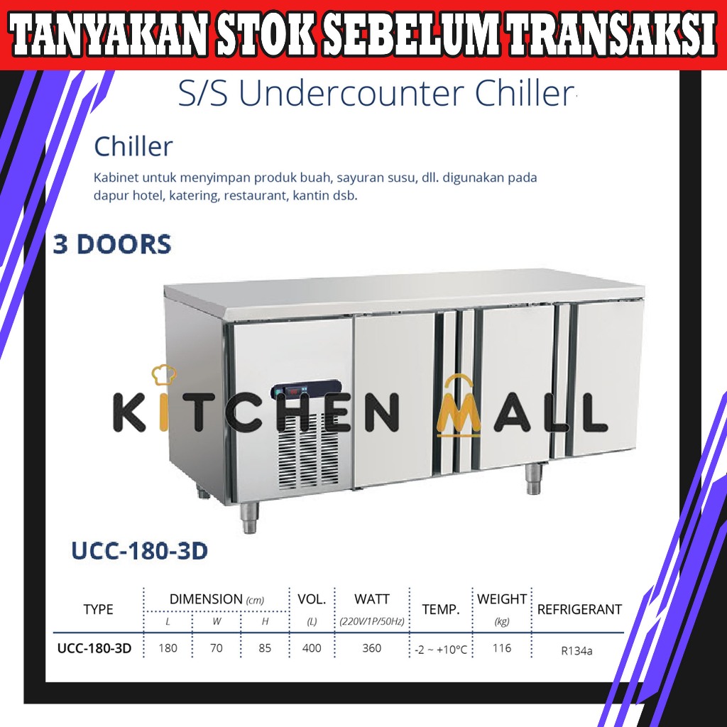 GEA UCC-180-3D UNDERCOUNTER CHILLER 3 PINTU - KULKAS MEJA RESTORAN