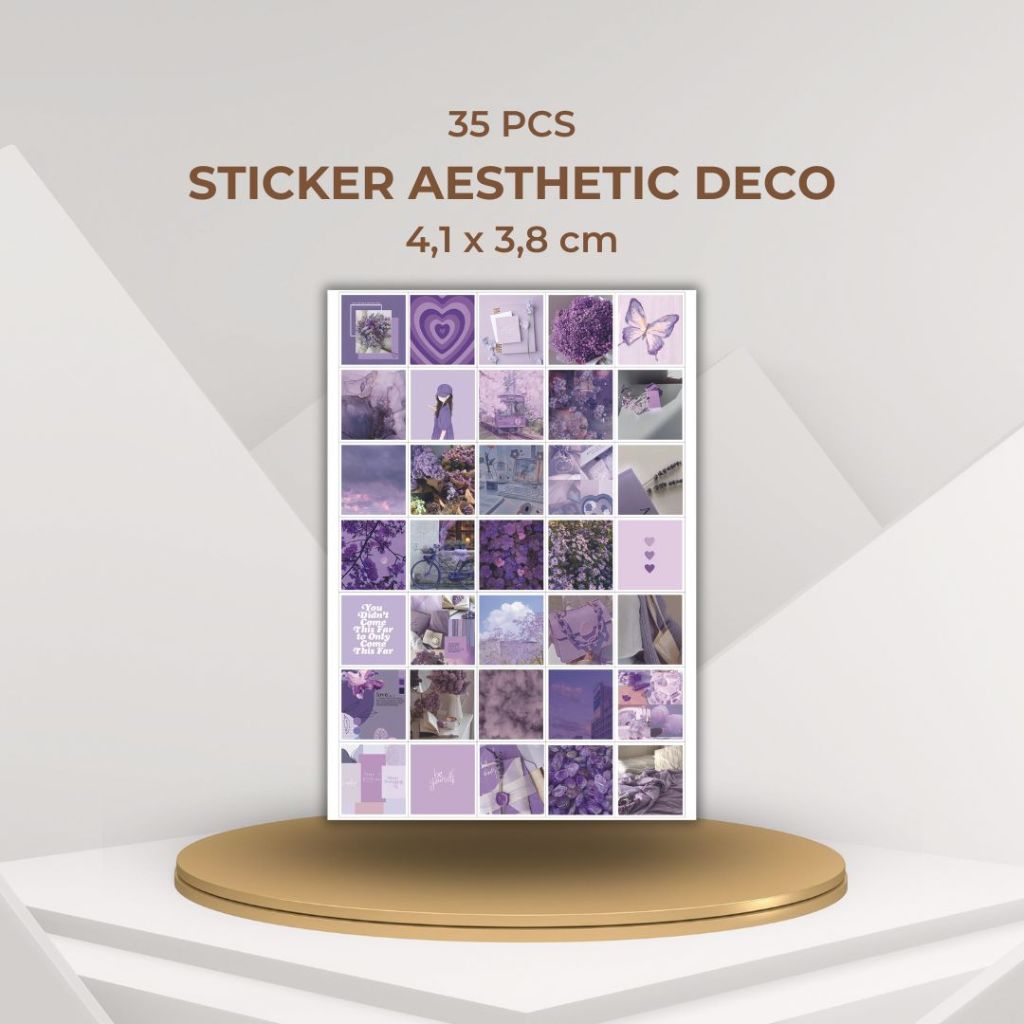 

35 pcs Sticker Aesthetic Purple Series Sticker Jurnal Scrapbook Glossy Paper Stiker Cutting Vintage Stiker