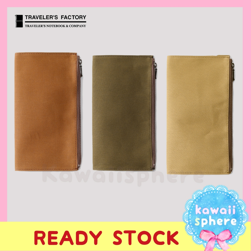 

Traveler's Notebook Cotton Zipper Case Regular Size | Olive / Beige / Tea | Travelers Factory Papercloth Wallet | Ready Stock Handcarry Japan