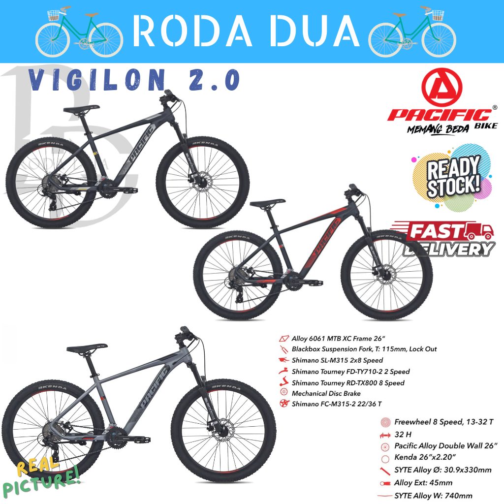 SEPEDA PACIFIC.26 MTB ALLOY VIGILON 2.0 - SEPEDA GUNUNG DEWASA UKURAN 26