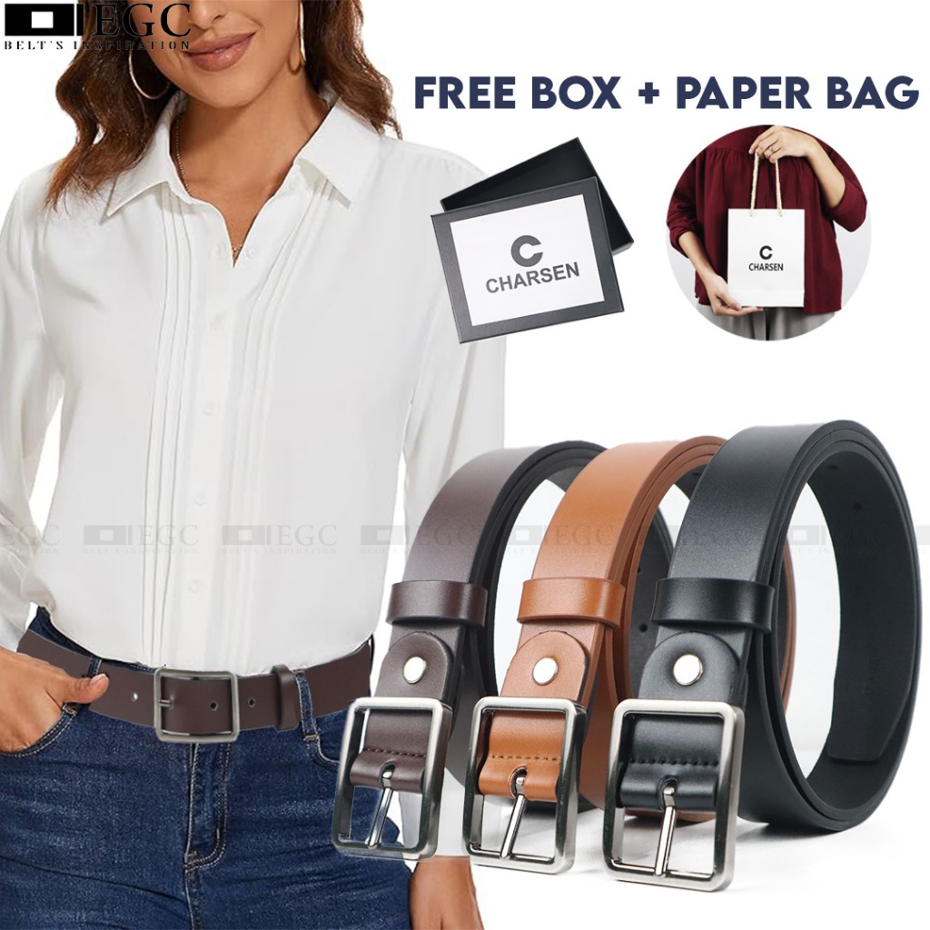 [CHARSEN] IKAT PINGGANG WANITA SILVER FASHION  MEWAH KULIT - CS-011 [FREE PAPERBAG+BOX]