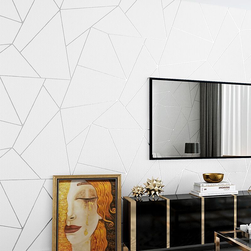 WALLPAPER /STICKER DINDING PUTIH GEOMETRI