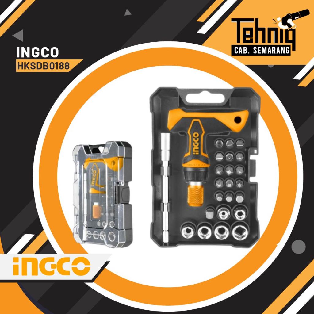 Ingco HKSDB0188 Obeng Kunci Pas T Set 24pcs Bits Screwdriver Set