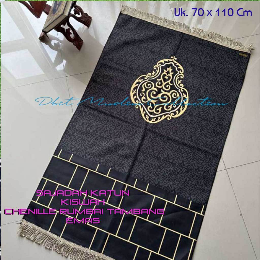 Sajadah Travel Hitam Kiswah 70x110 Lurex Sajadah Traveling Tipis souvenir umroh haji Travelling