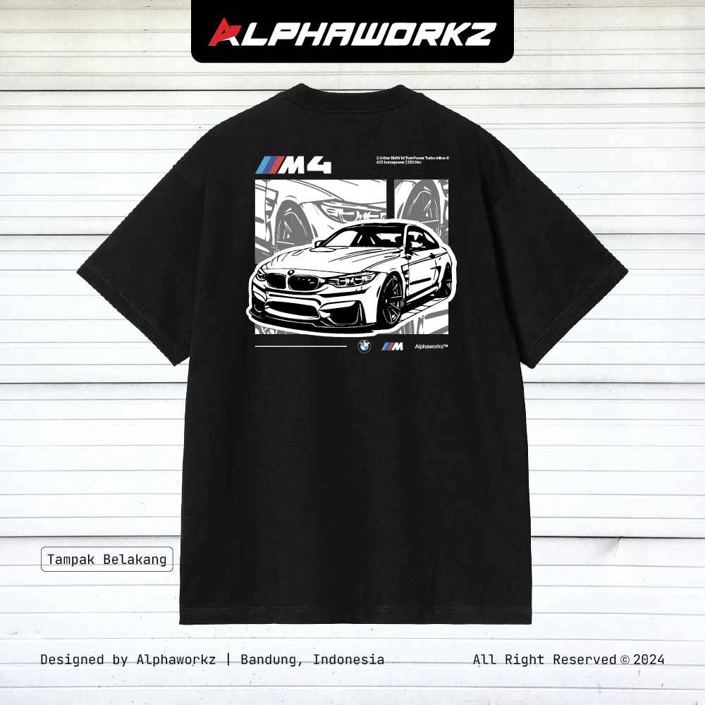 ALPHAWORKZ Kaos Mobil BMW M4 Comic T-SHIRT - Kaos Baju Mobil Tshirt Katun Premium