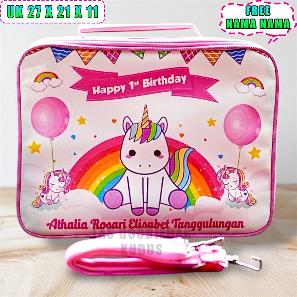 

AA Tas Ulang Tahun Anak Custom Nama Bingkisan Snack Model Animal Tas Selempang Lepas Pasang Desain