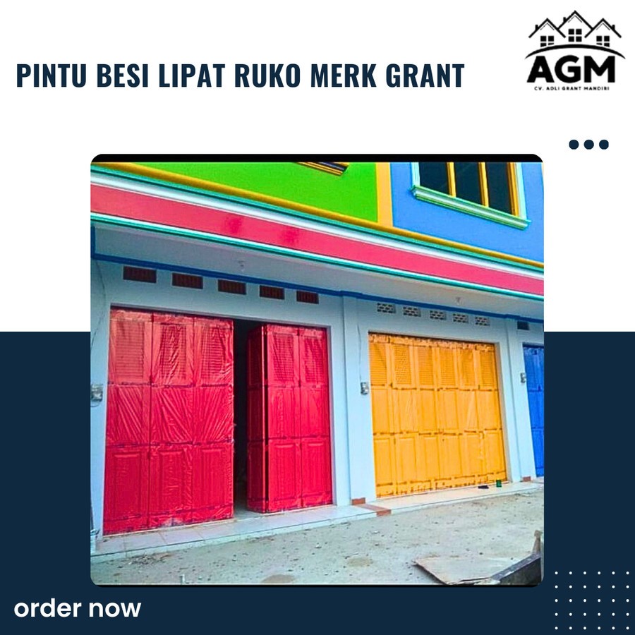 pintu besi lipat ruko merk grant bukan harmonika dan rolling door