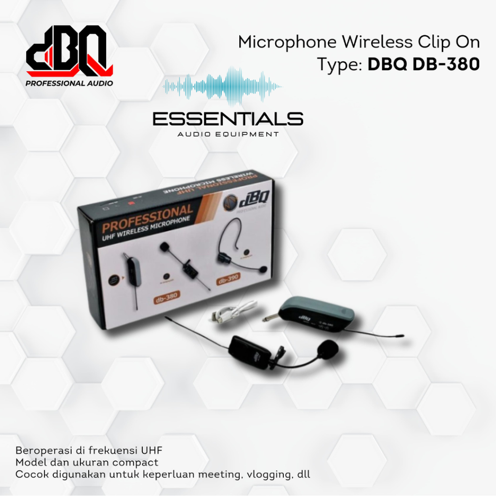 Mic Wirreles Jepit Kerah  Clip On dBQ 380 UHF Original