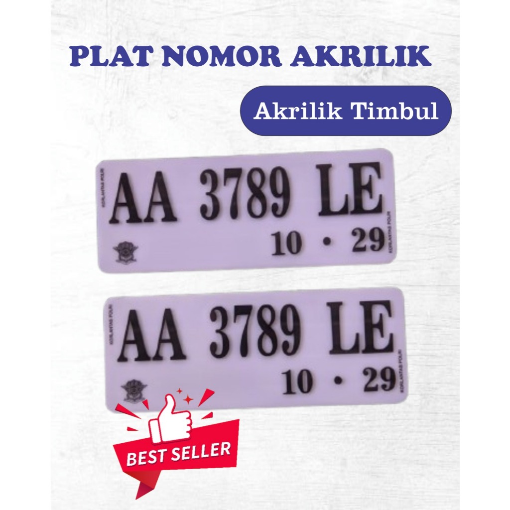 Plat Motor Akrilik Huruf Timbul