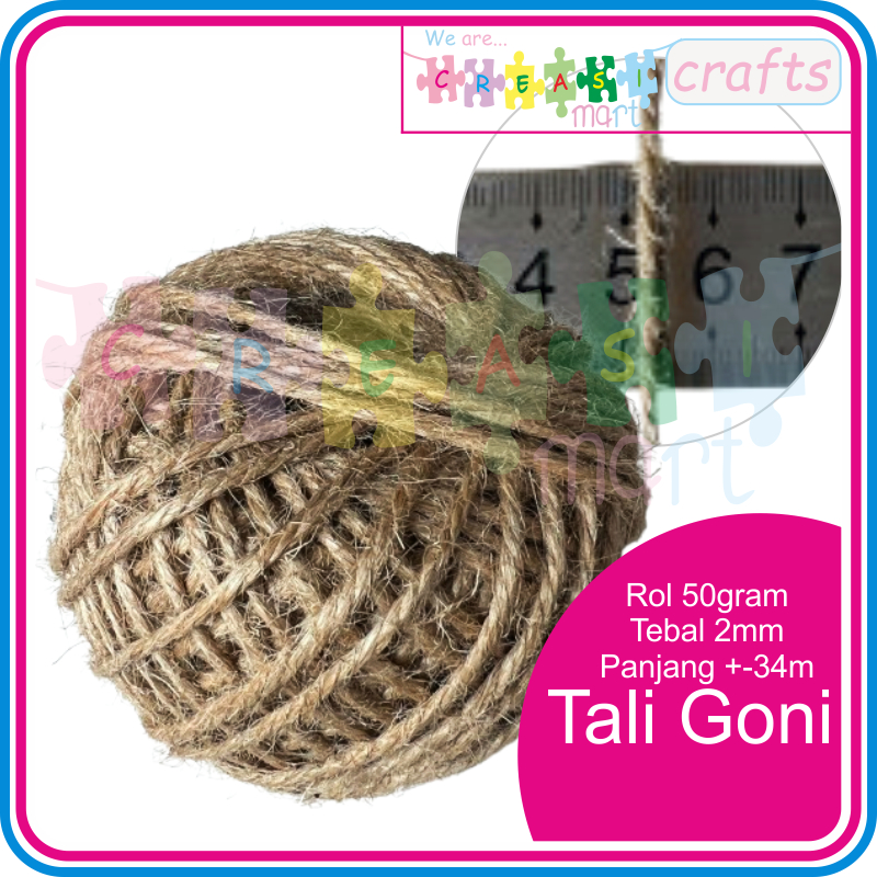 

Tali Goni / Tali Rami / Tali Serat Nanas Rol 50gram Panjang +-34m Diameter +-2mm Kualitas Bagus