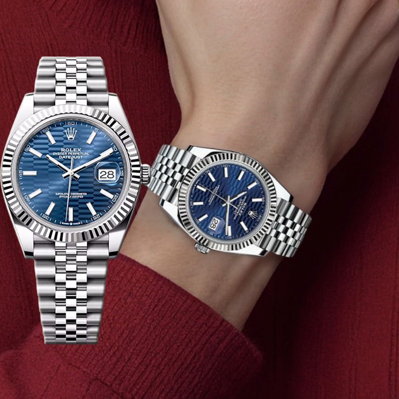 【100% ASLI】Original Jam tangan Rolex Datejust   Water ripple dial Automatic 18CT Teflon material 41m