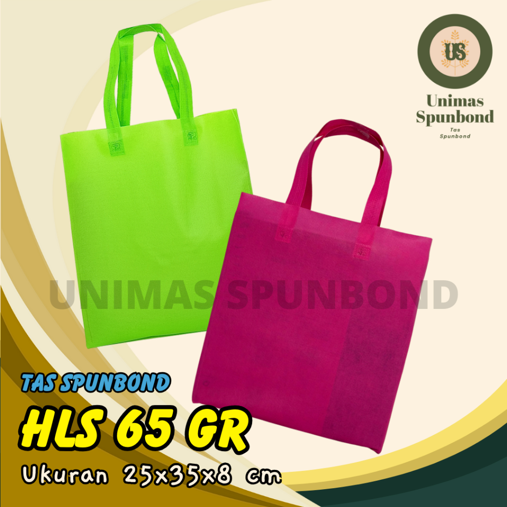 

TAS SPUNBOND HANDLE LIPAT SAMPING (HLS) 25X35X8 CM 65GR POLOS UNTUK TAS SOUVENIR, SYUKURAN, MENGENANG, PROMOSI, BANSOS,DLL