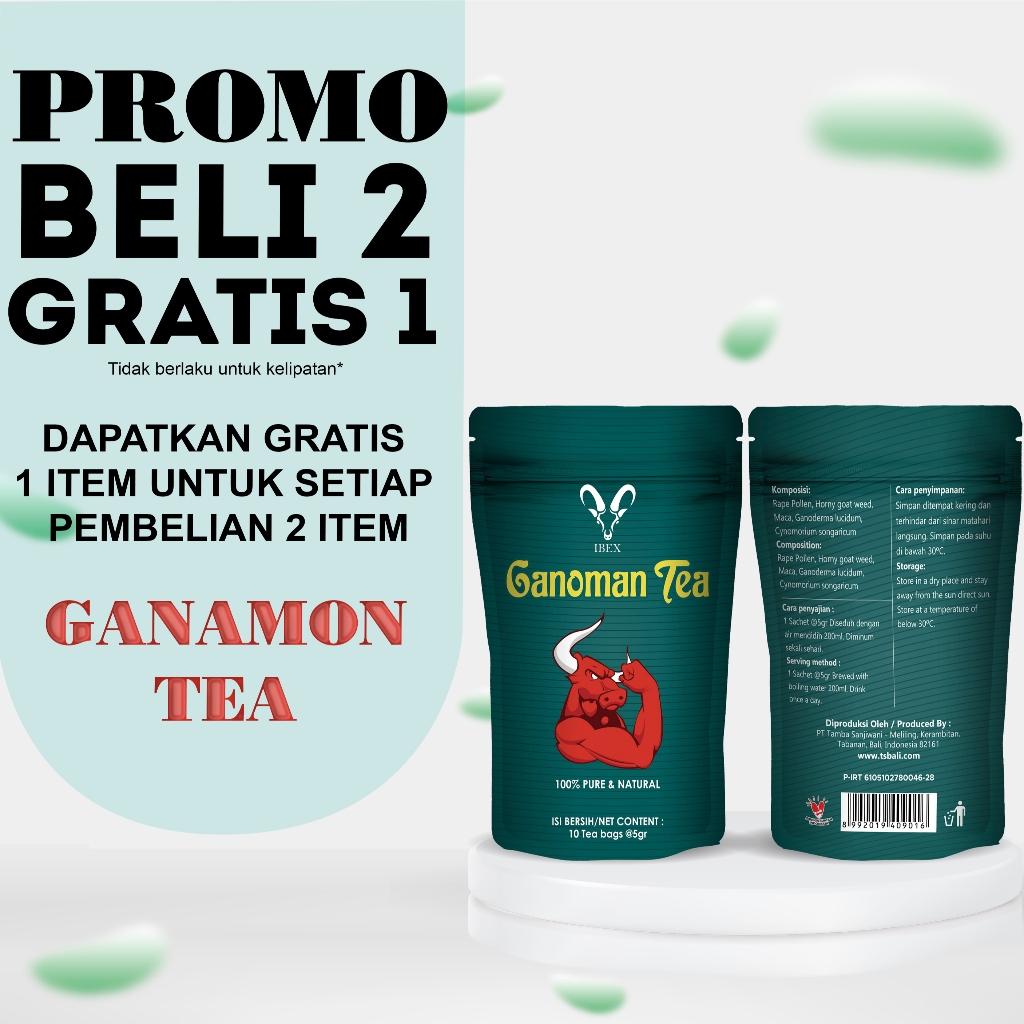 

BUY 2 GET 1 FREE! IBEX Ganoman Tea / Teh Vitalitas, Minuman Kesehatan Herbal Tea 5gr @10 Tea Bags