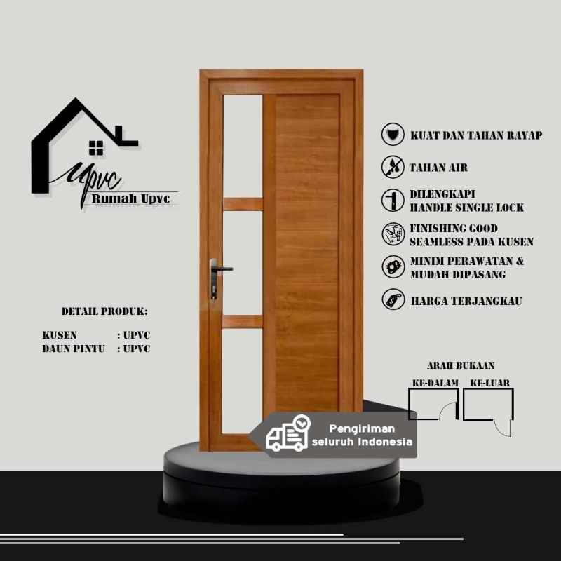 PINTU UPVC PREMIUM KOMBINASI PANEL KACA-PINTU KAMAR,PINTU DAPUR,PINTU GARASI,PINTU MEWAH,PINTU KEDAP
